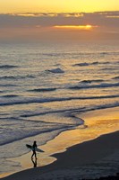 Surfer at Blackhead Beach, South of Dunedin, South Island, New Zealand Fine Art Print