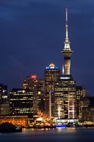 City skyline at night, Auckland CBD, North Island, New Zealand Fine Art Print