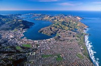 Otago Harbor and Otago Peninsula, Dunedin City, New Zealand Fine Art Print