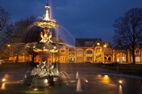New Zealand, Canterbury, Christchurch, Peacock Fountain Fine Art Print