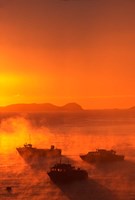 New Zealand, Fishing Boats at sunrise, Stewart Island Fine Art Print