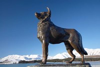 New Zealand, South Island, Lake Tekapo, Sheep Dog Statue Fine Art Print