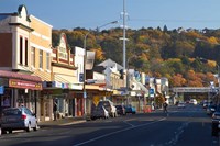 Shops on King Edward Street, Autumn, Dunedin, South Island, New Zealand Fine Art Print