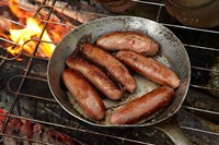 Cuisine, Sausages on campfire, South Island, New Zealand Fine Art Print