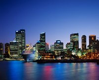 Skyline and Cruise Ship at Night, Sydney, Australia Fine Art Print