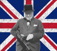 Sir WInston Churchill with Union Jack by John Parrot - various sizes