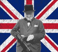 Sir WInston Churchill with Union Jack Fine Art Print