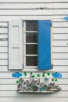Beach House Blue shutters, Loyalist Cays, Bahamas, Caribbean Fine Art Print