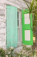 Beach House Green shutters, Loyalist Cays, Bahamas, Caribbean Fine Art Print