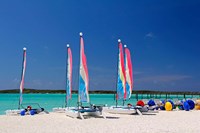 Sailing rentals, Beach, Castaway Cay, Bahamas, Caribbean Fine Art Print