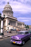 Classic 1950's purple Auto, Havana, Cuba Fine Art Print