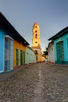 Bell Tower, Plaza Mayor at sunrise, Trinidad, Cuba Fine Art Print