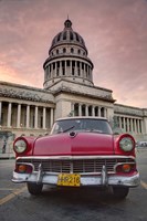 1950's era pink car,  Havana Cuba Fine Art Print