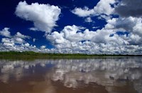 South America, Peru, Amazon Cloud reflections on Amazon river Fine Art Print