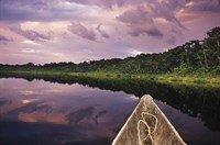 Paddling a dugout canoe, Amazon basin, Ecuador Fine Art Print