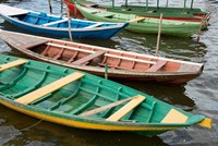 Colorful local wooden fishing boats, Alter Do Chao, Amazon, Brazil Fine Art Print