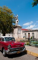 1957 Chevy car parked downtown, Mantanzas, Cuba Fine Art Print