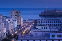 Cuba, Havana, City view above Paseo de Marti, Dawn Fine Art Print