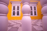 Yellow Building and Detail, Willemstad, Curacao, Caribbean Fine Art Print
