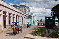 Cuba, Matanzas Province, Colon, horse drawn taxi Fine Art Print