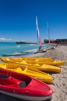 Cuba, Matanzas, Varadero Beach, kayaks Fine Art Print