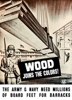 WWII Army Troops Building Barracks Fine Art Print