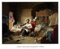 President Lincoln Writing the Emancipation Proclamation Fine Art Print