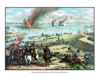 Naval Battle of the Monitor and The Merrimack Fine Art Print