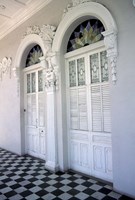 Historic District Doors with Stucco Decor and Tiled Floor, Puerto Rico Fine Art Print