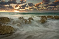 Cayman Islands, Waves near George Town, sunset, beach Fine Art Print