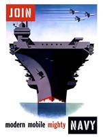 Modern, Moblie, Mighty, Navy Fine Art Print