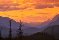 Alberta, Baniff NP, Sunset on Mountain ridges Fine Art Print