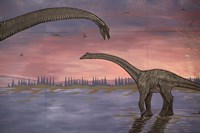 Town Dinosaur Mural, Drumheller, Alberta, Canada Fine Art Print