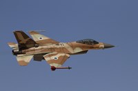 An F-16A Netz of the Israeli Air Force in flight over Israel Fine Art Print