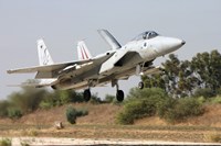 An F-15C Baz of the Israeli Air Force landing at Tel Nof Air Force Base Fine Art Print