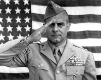 General James Jimmy Doolittle Saluting with The American Flag Fine Art Print