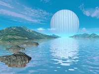 Illustration of a Hypothetical Idyllic Landscape on a Distant Alien Planet Fine Art Print