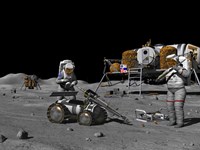 Artist's Concept of a Future Lunar Exploration Mission Fine Art Print