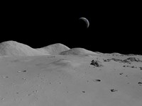 Artist's Concept of a View Across the Surface of the Moon Towards Earth in the Distance by Walter Myers - various sizes