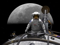 An Astronaut Takes a Last look at Earth before Entering Orbit Around the Moon Fine Art Print