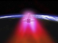 Illustration of a space shuttle re-entering the Earth's atmosphere Fine Art Print