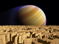 Artist's concept of Extrasolar Planet Tau Bootis b over a Hypothetical Moon Fine Art Print
