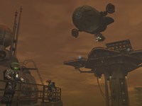 Illustration of a Spacecraft and Astronauts at a Mining site on Saturn's Moon Titan Fine Art Print