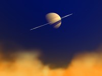 Artist's concept of Saturn Amongst the Hydrocarbon Haze of its Moon Titan Fine Art Print