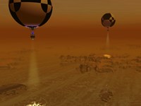 A Pair of Balloon-Borne Probes Leisurely Survey the Surface of Titan Fine Art Print