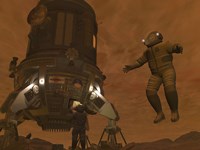 Artist's concept of Astronauts Exploring the Surface of Saturn's Moon Titan Fine Art Print