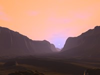 Illustration of a Martian Sunrise From Within a Deep Canyon Fine Art Print