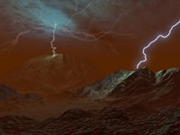 Artist's concept of Lightning in Venus' clouds Fine Art Print