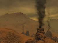 Artist's concept of Volcanic Activity on the Surface of Venus Fine Art Print