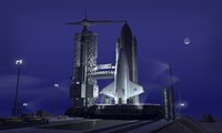 A Futuristic Space Shuttle Awaits Launch Fine Art Print